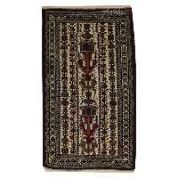 قالیچه دستبافت خراسان رنگ زمینه کرم کد 00V