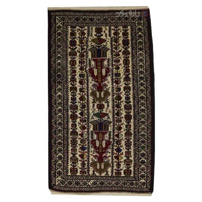 قالیچه دستبافت خراسان رنگ زمینه کرم کد 00V