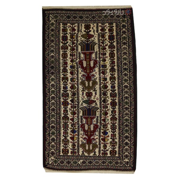 قالیچه دستبافت خراسان رنگ زمینه کرم کد 00V