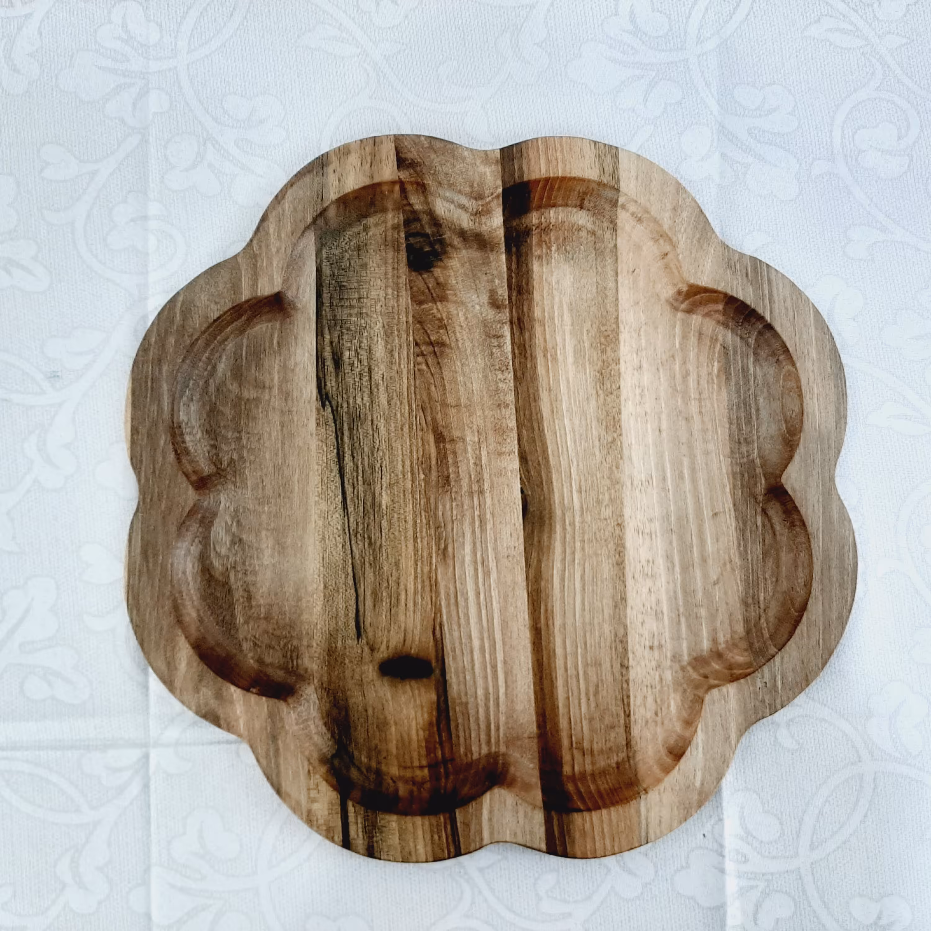 سینی چوبی گرد طرح لوتوس سایز 30