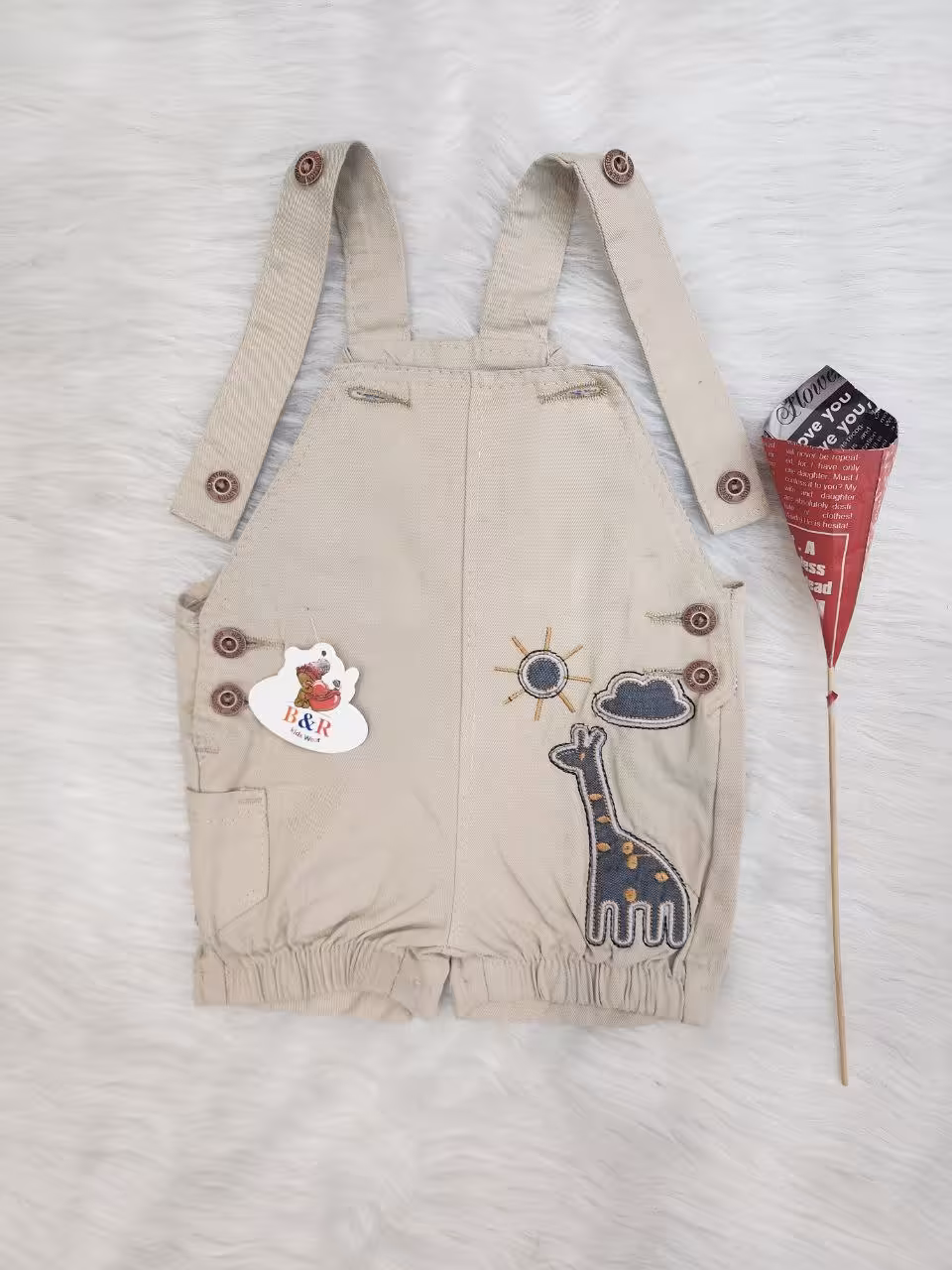 پیشبندی کتان کوتاه بهار طرح زرافه و خورشید