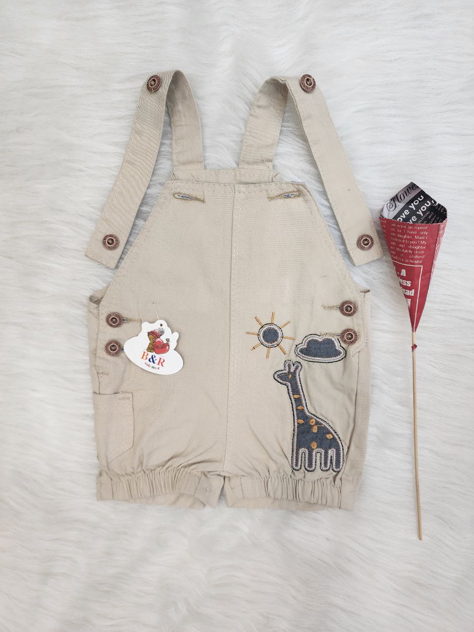 پیشبندی کتان کوتاه بهار طرح زرافه و خورشید