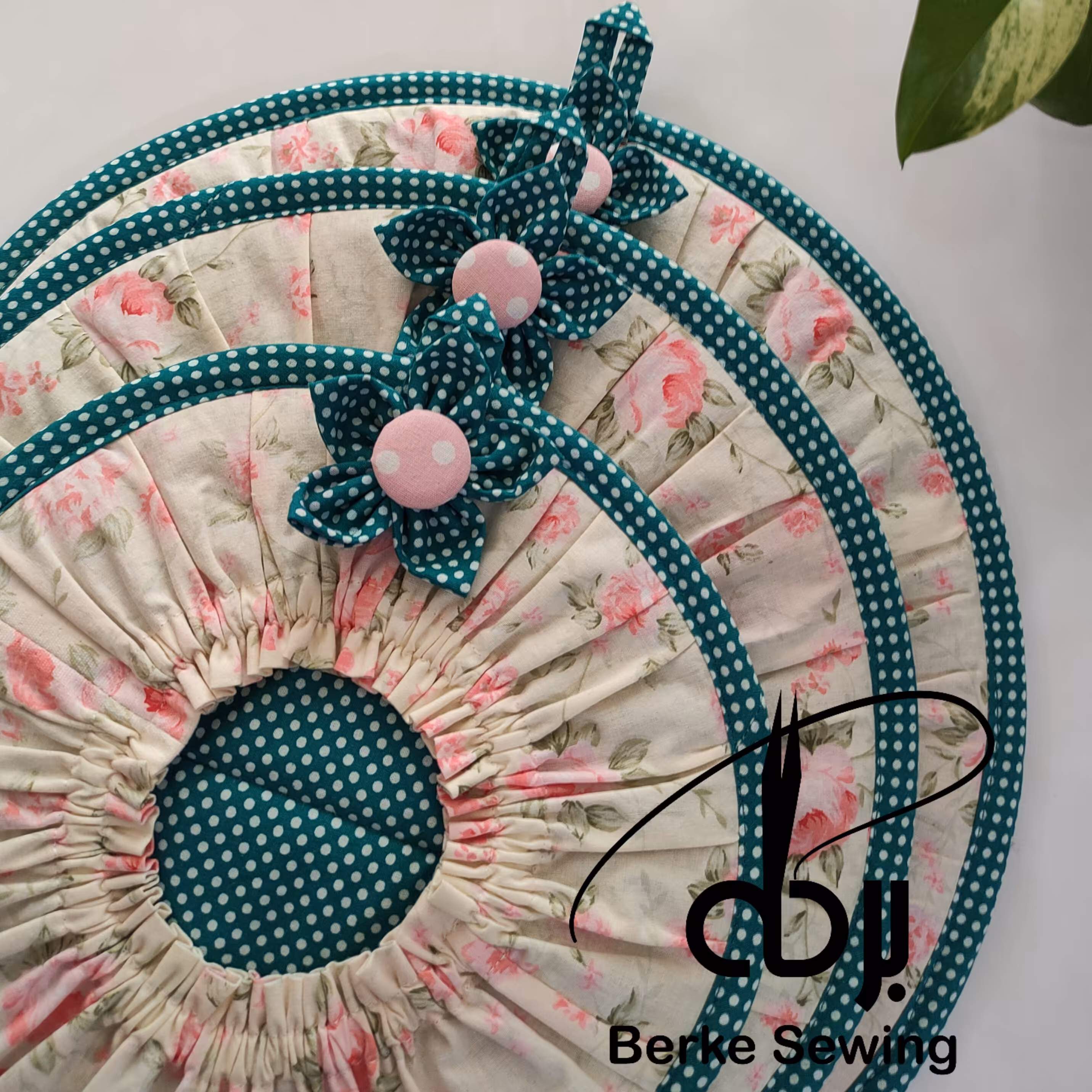 ست دمکنی 3 تایی  با پارچه کتان نخ کیفیت بالا  . متریال و دوخت عالی  