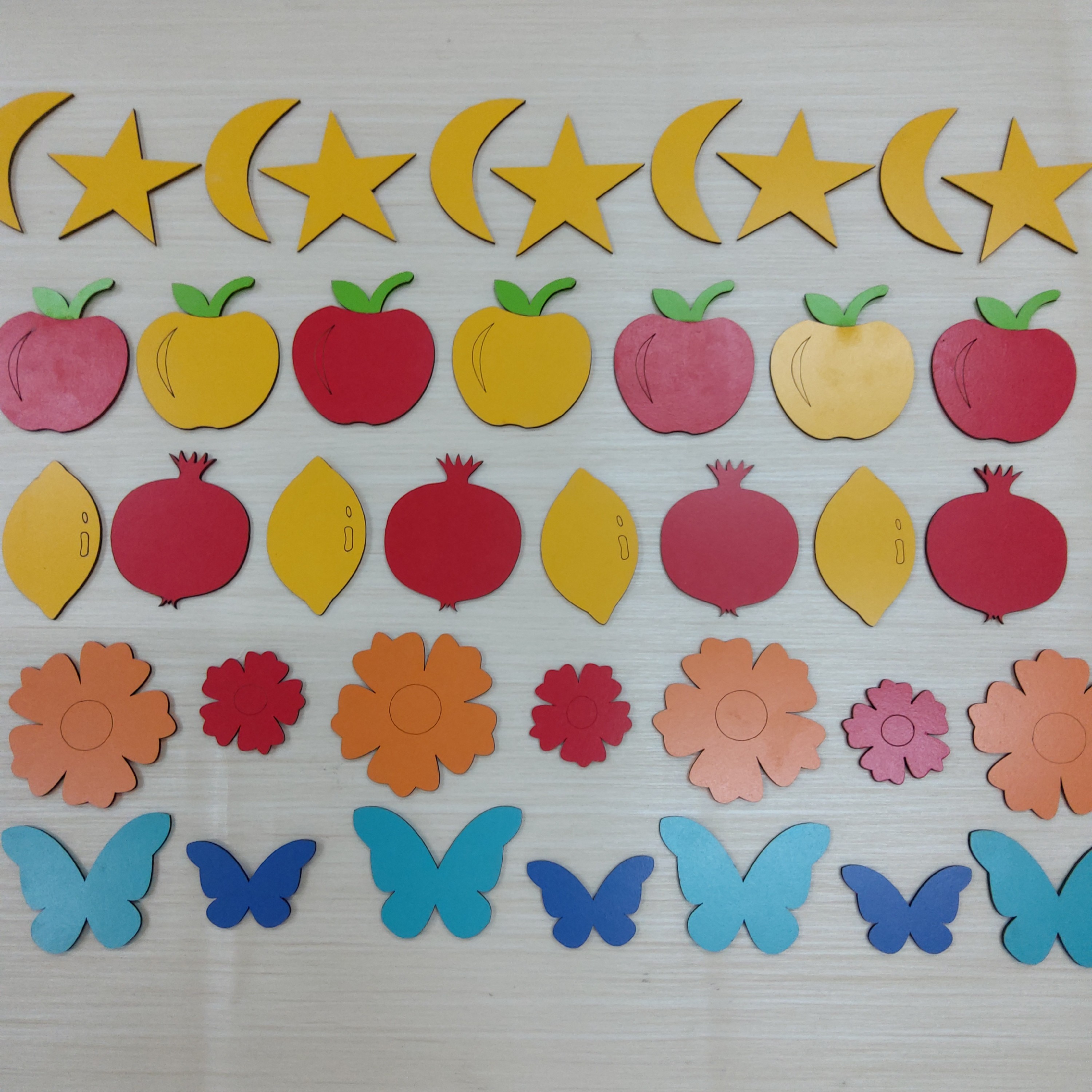 پک ماه و ستاره میوه گل و پروانه چوبی مگنتی