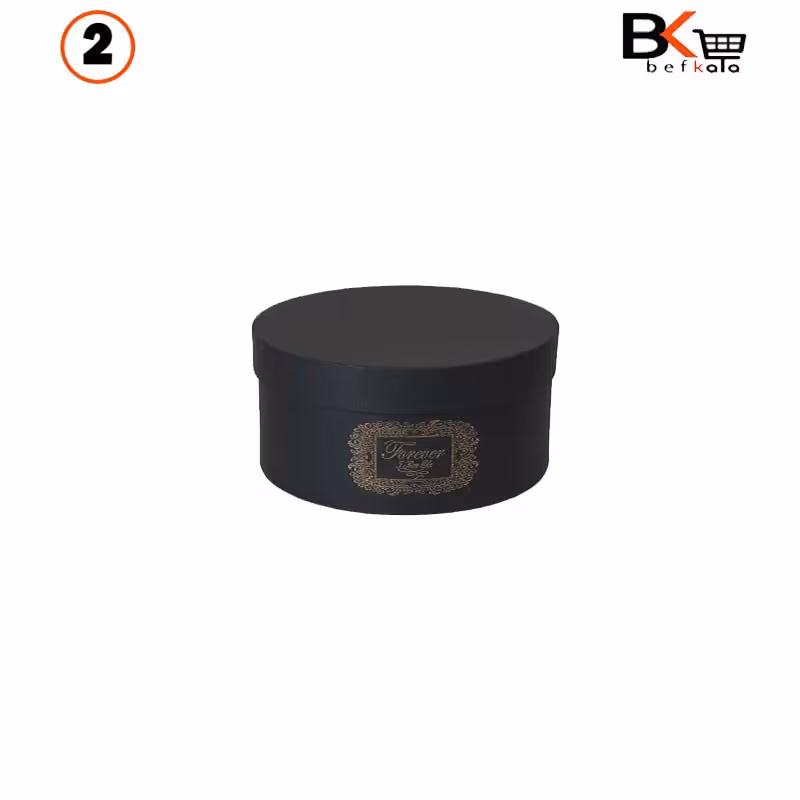 باکس کادویی دایره ای مشکی طلاکوب سایز 2 کد64