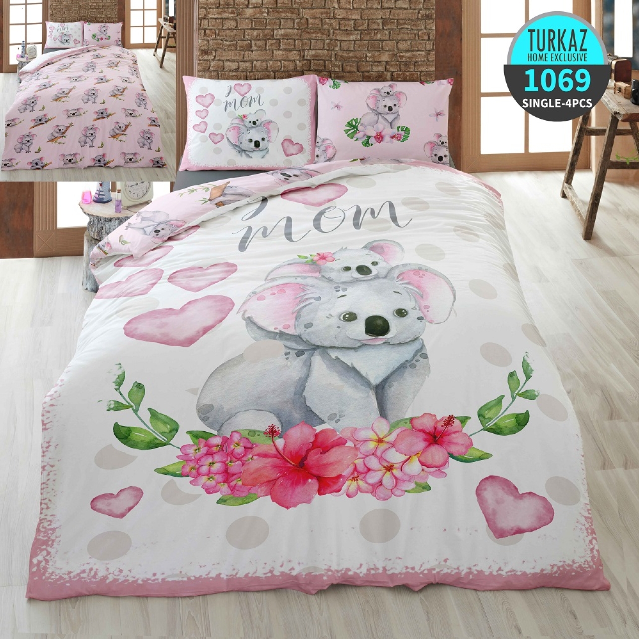 ست روتختی ترک آز کد 1069 تکنفره 4 تکه