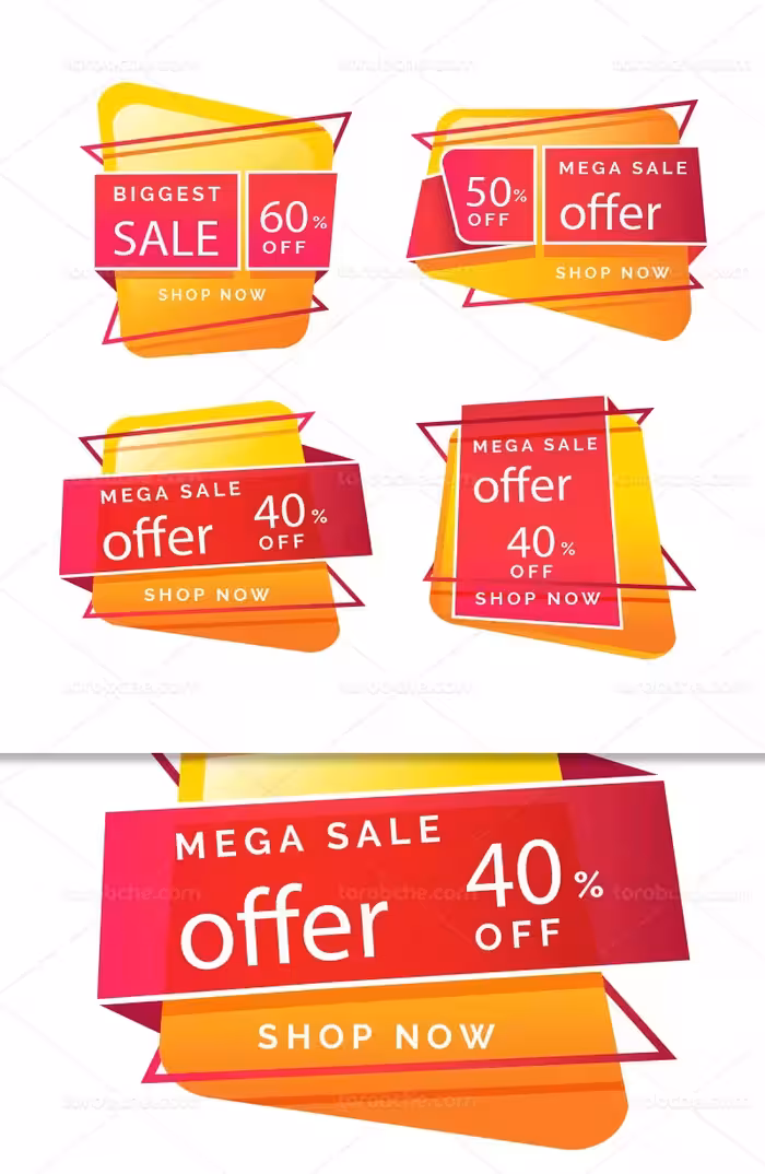 وکتور لیبل و برچسب فروش رنگی | گرافیک با طعم تربچه