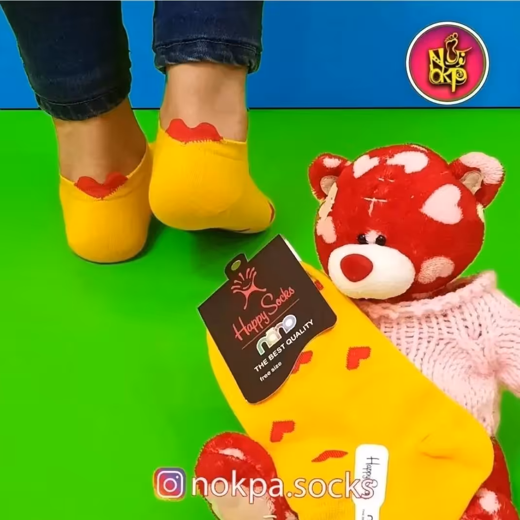 جوراب پشت قلبی قلب دار لیمویی