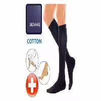 جوراب واریس کتان زیر زانو سیگواریس Sigvaris Cotton Co1 AD - کلاس فشار 1 - پنجه بسته - مشکی - کد 404