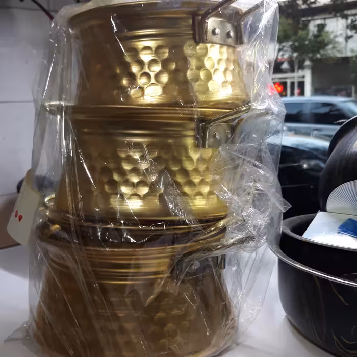 سرویس قابلمه چهار تایی آلومینیوم طلایی چکشی