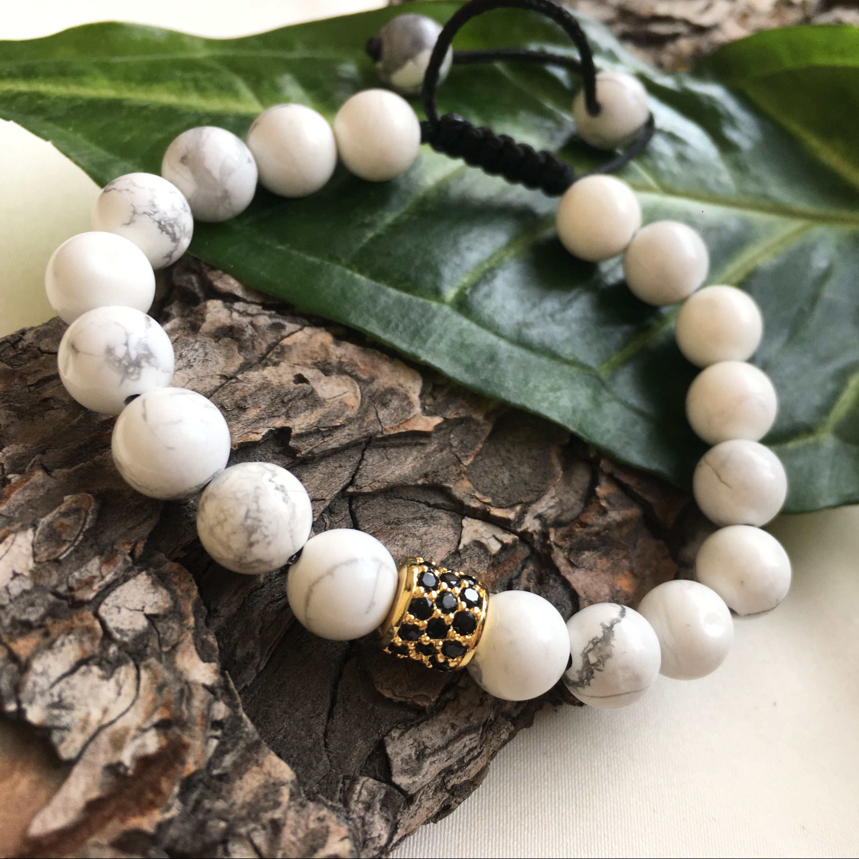 دستبند سنگ مالاکیت و گوی نگین میکروست مدل ابر