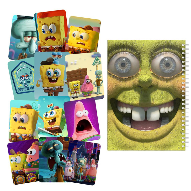 دفتر نقاشی باژیکان طرح باب اسفنجی کد 20100341 به همراه برچسب مجموعه 12 عددی