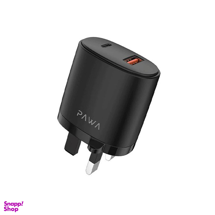شارژر دیواری پاوا مدل PD 20+18W PW-PDQC3UKCC 3PIN به همراه کابل USB Type-C