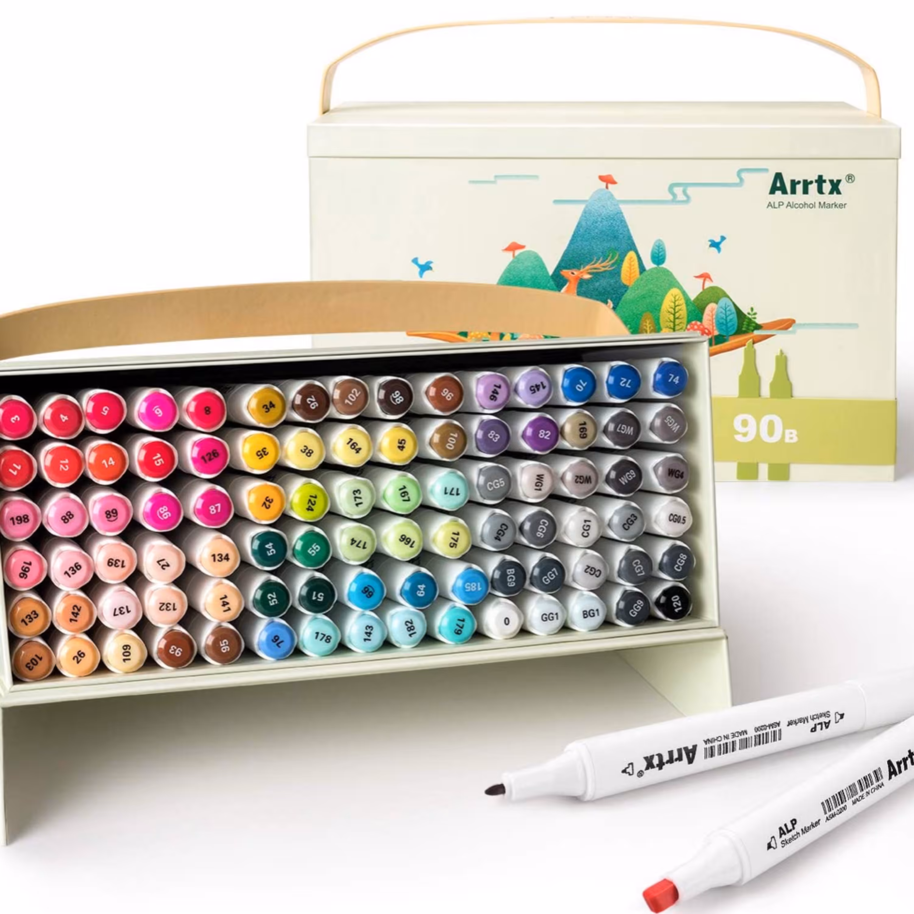 پک 90 تایی ماژیک اورجینال برندArrtx طراحی و راندو به همراه کیف بسیار شیک و جذاب