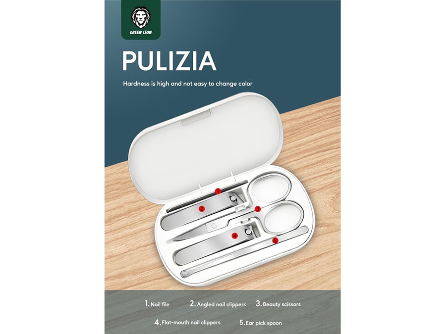 ست 5 عددی مانیکور و ناخن گیر گرین  Green Pulizia Manicure Kit 5 in 1 GNPMKIT5IN1
