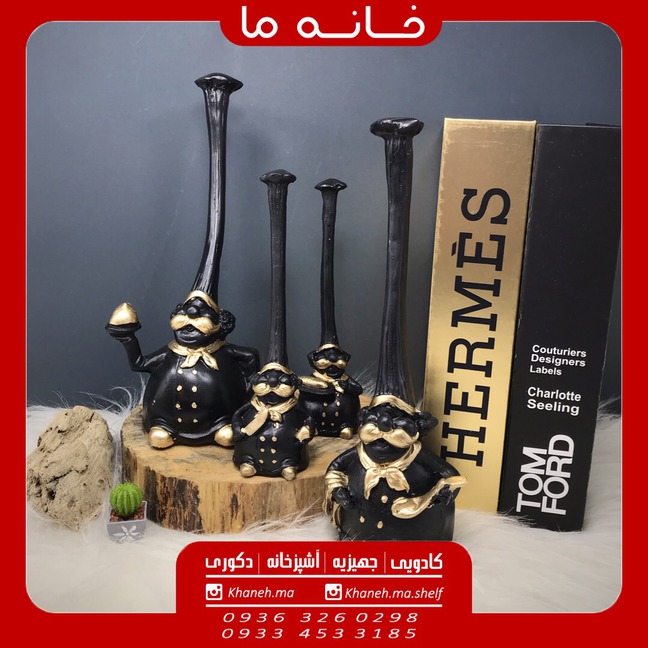 مجسمه سرآشپز کلاه بلند مدل مشکی