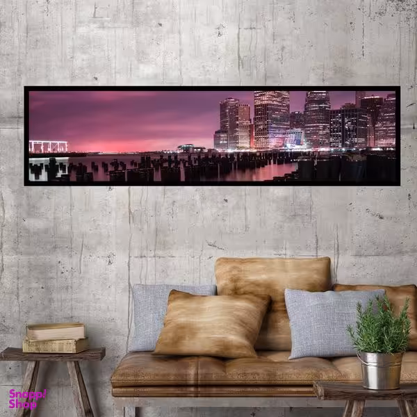 تابلو بکلیت طرح منظره دریا و شهر مدل کشیده B-7482