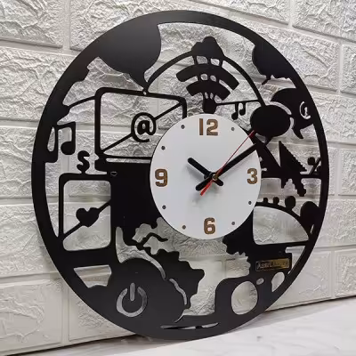 ساعت دیواری آذرلاکچری طرح کامپیوتر کد pc01
