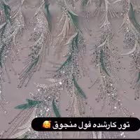 پارچه مجلسی کارشده تمام کریستال 