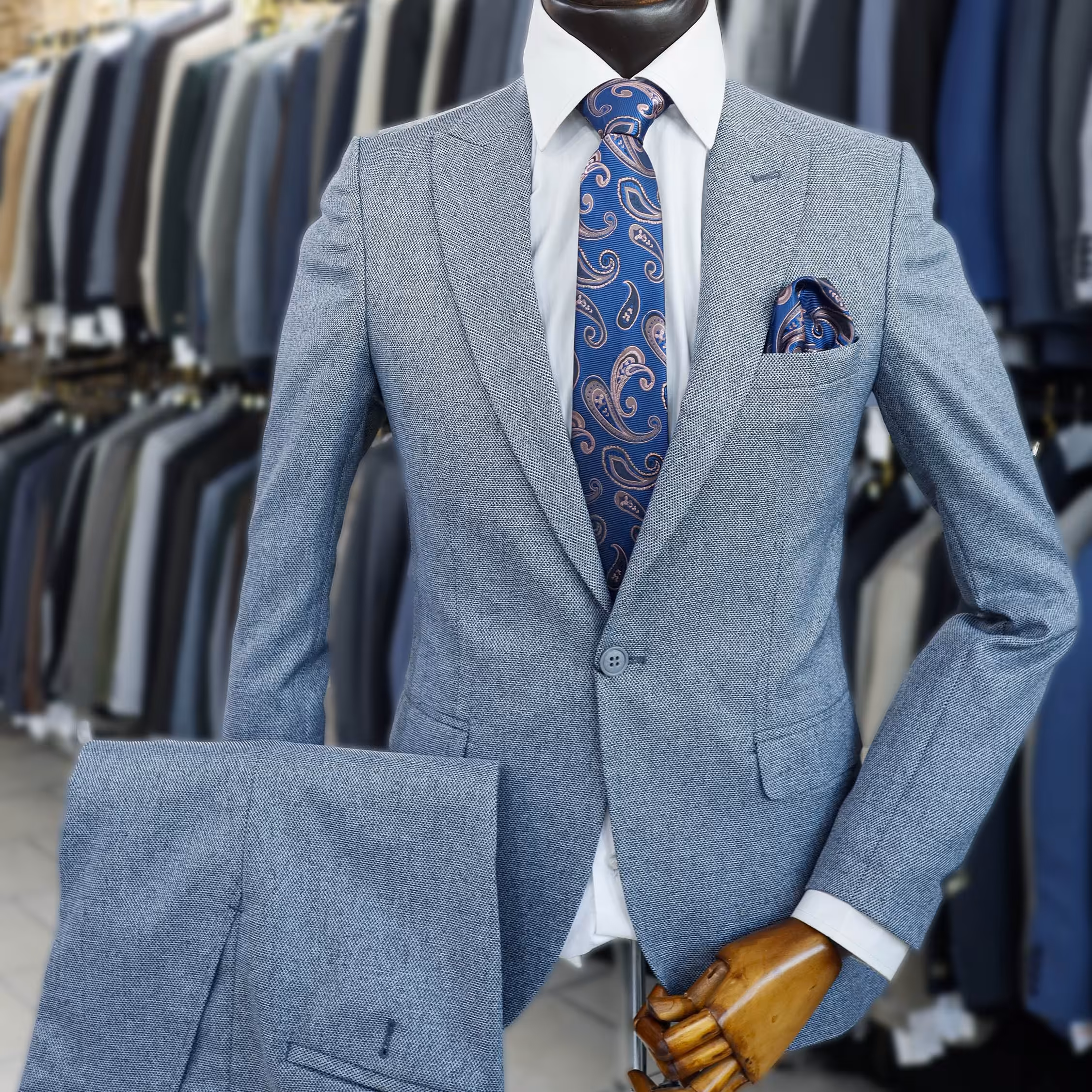 کت و شلوار مردانه جودون کشی ترک رنگ آبی با ارسال رایگان