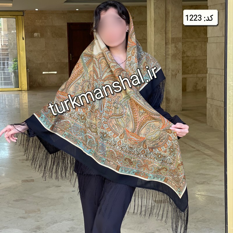 روسری ترکمن ابریشمی (ایتالیایی) کد 1223