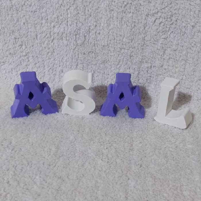 استند حروف ، حروف اسم عسل ، حروف رومی ASAL ، اتند حروف فونت رومی رنگی ، حروف اسم عسل رنگ شده