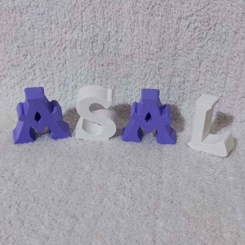 استند حروف ، حروف اسم عسل ، حروف رومی ASAL ، اتند حروف فونت رومی رنگی ، حروف اسم عسل رنگ شده