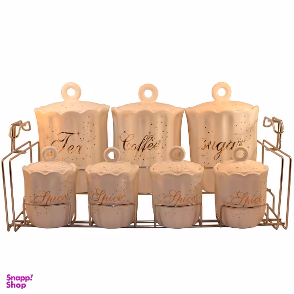 جای ادویه و پا سماوری مام لوکس مدل ماه و ستاره کد 986 مجموعه 7 پارچه