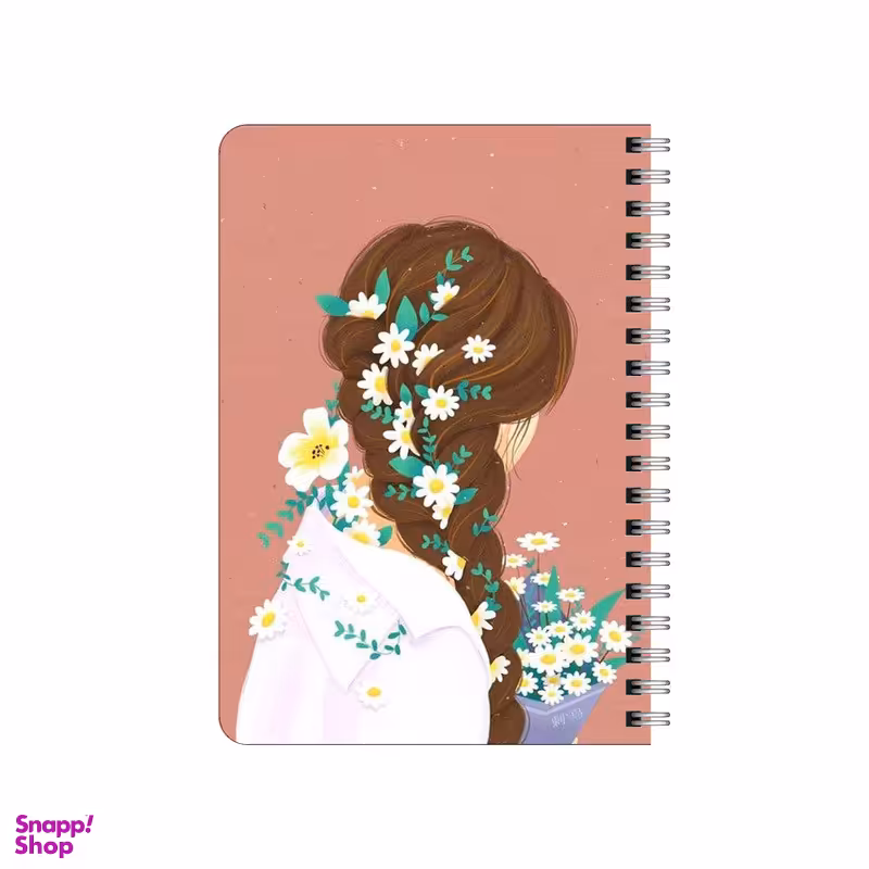 دفترچه یادداشت ۸۰ برگ  بامبیلیپ مدل چوبی طرح دختر و گل های بابونه کد 6319645