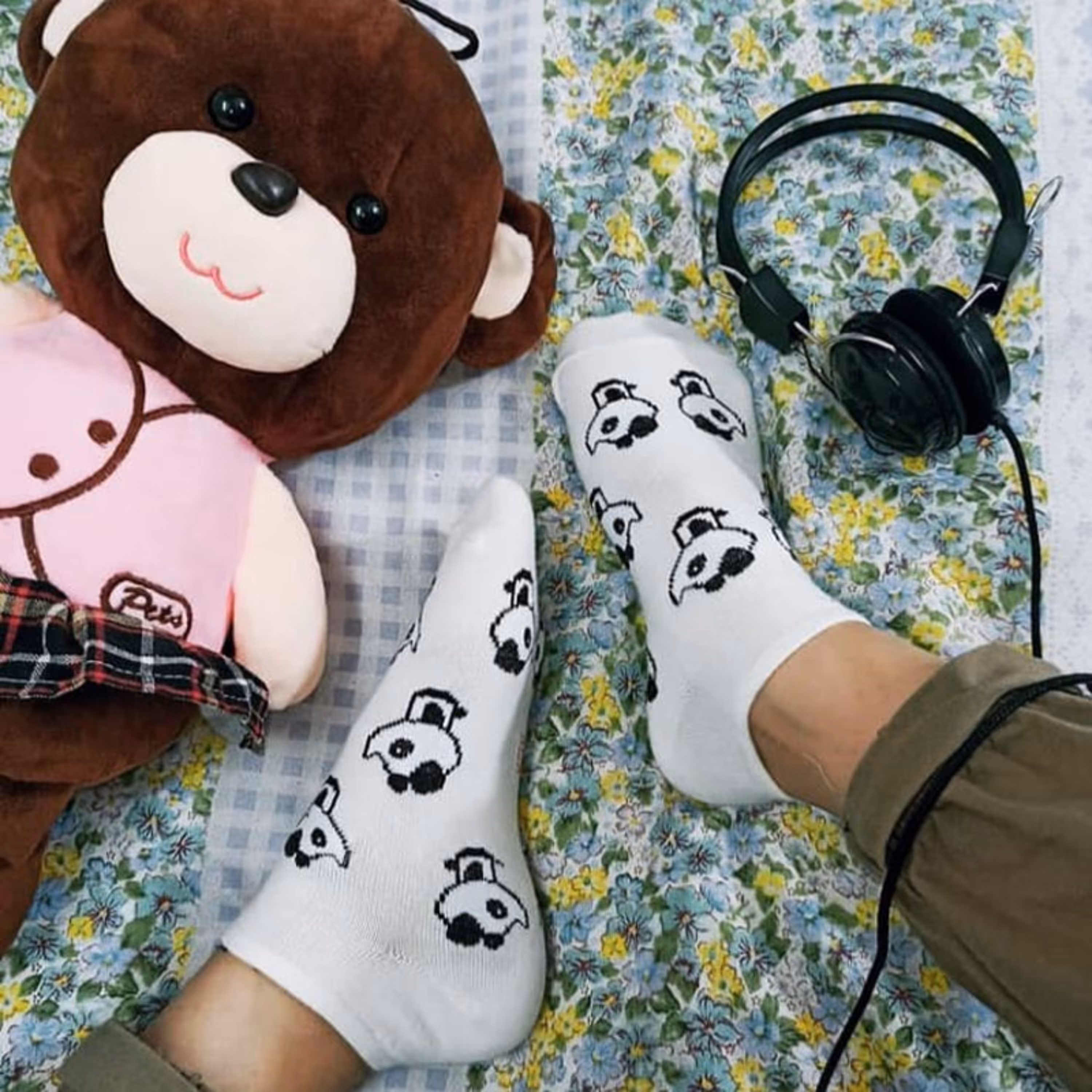 جوراب مچی فانتزی طرح پاندا سفید