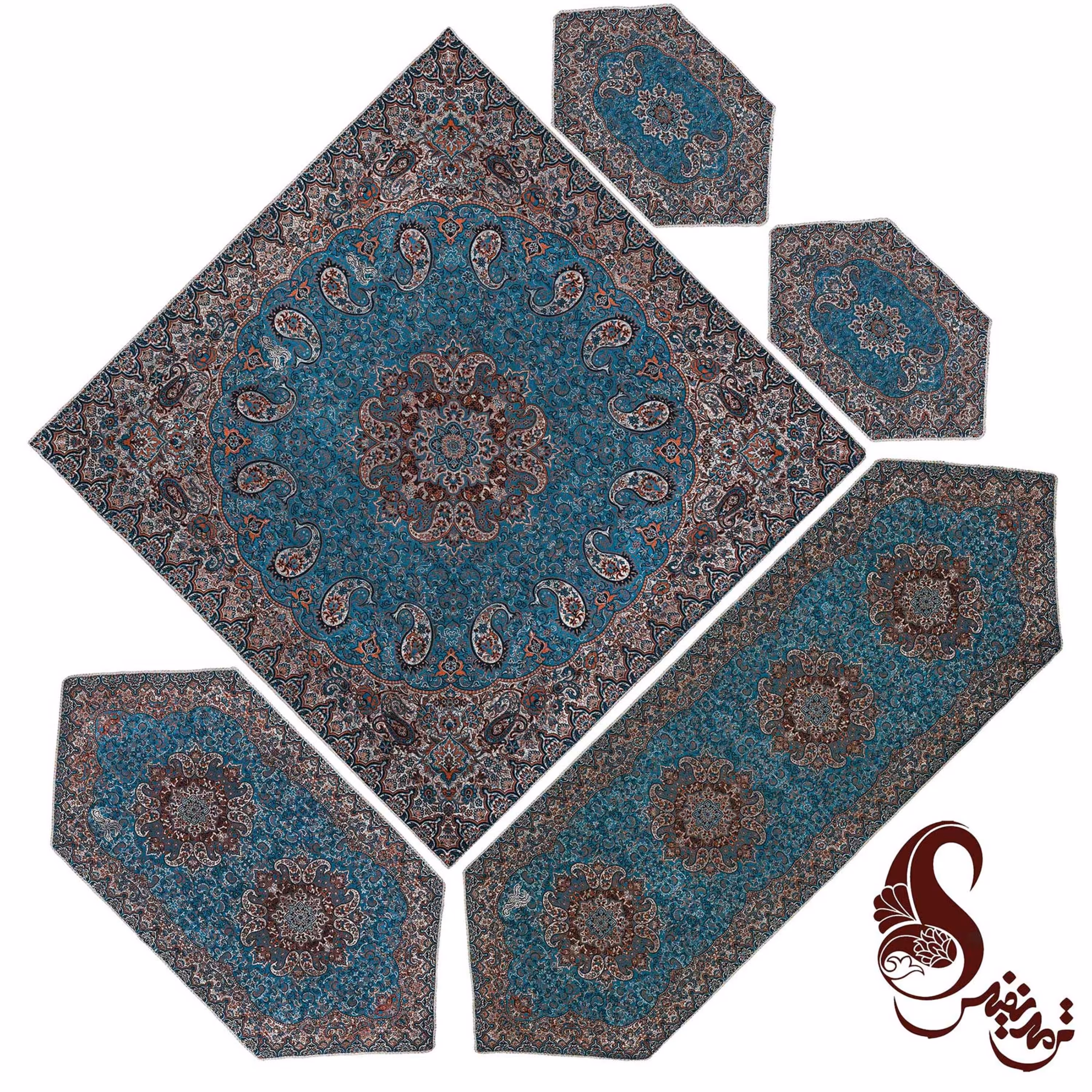 ست رومیزی ترمه طرح نسترن