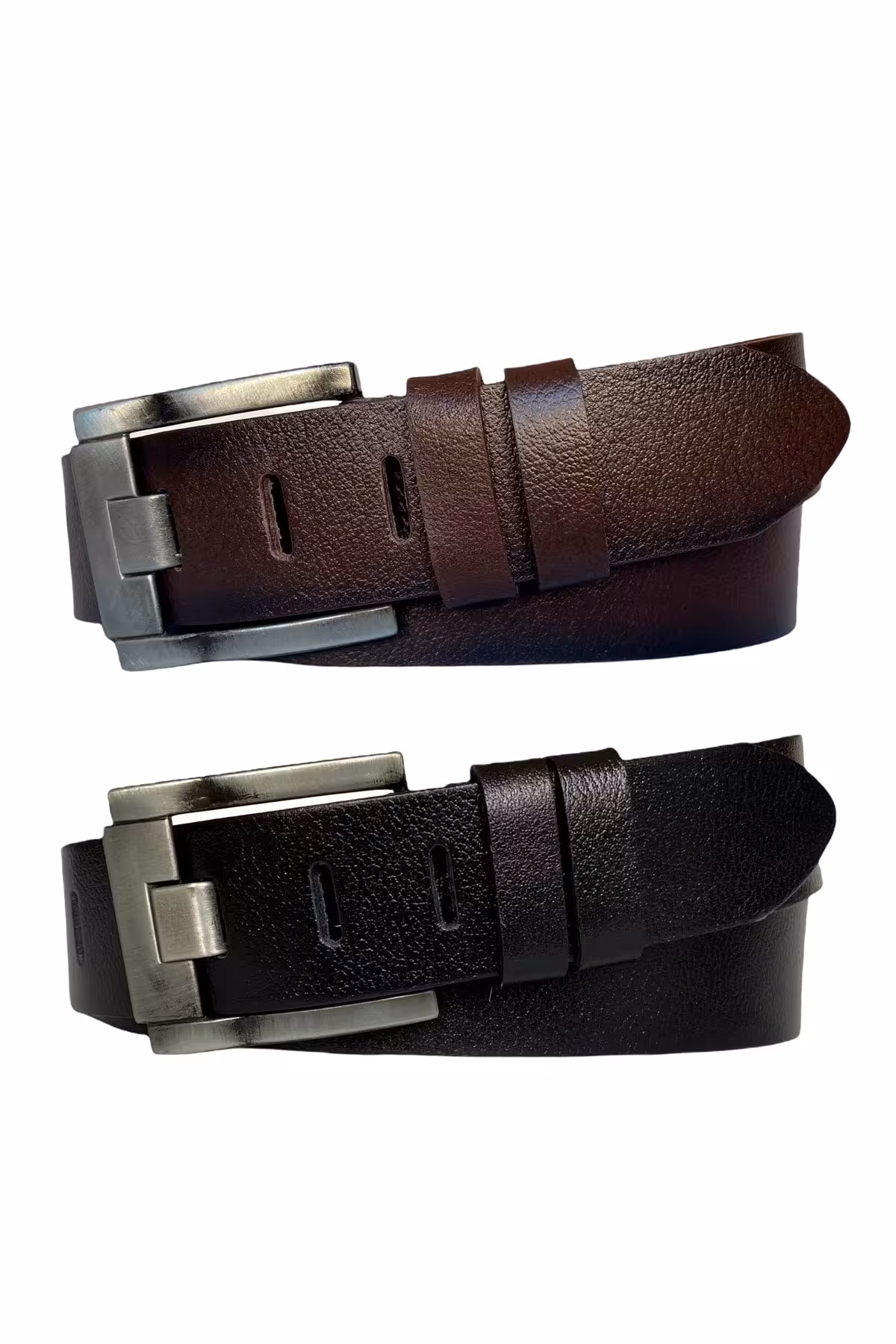 کمربند چند رنگ مردانه و زنانه ست 100% چرم اصل 2 زبانه پهن مشکی قهوه ای جین 4.5 سانتی متری ورزشی GoDeri