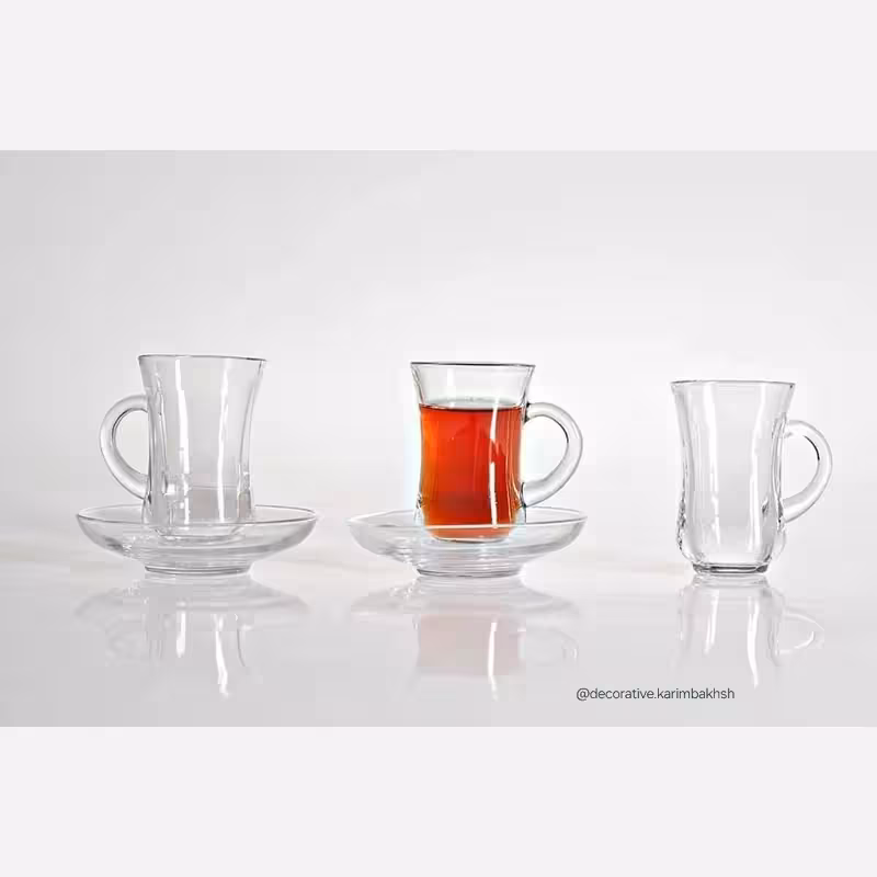 استکان نعلبکی کمرباریک دسته دار