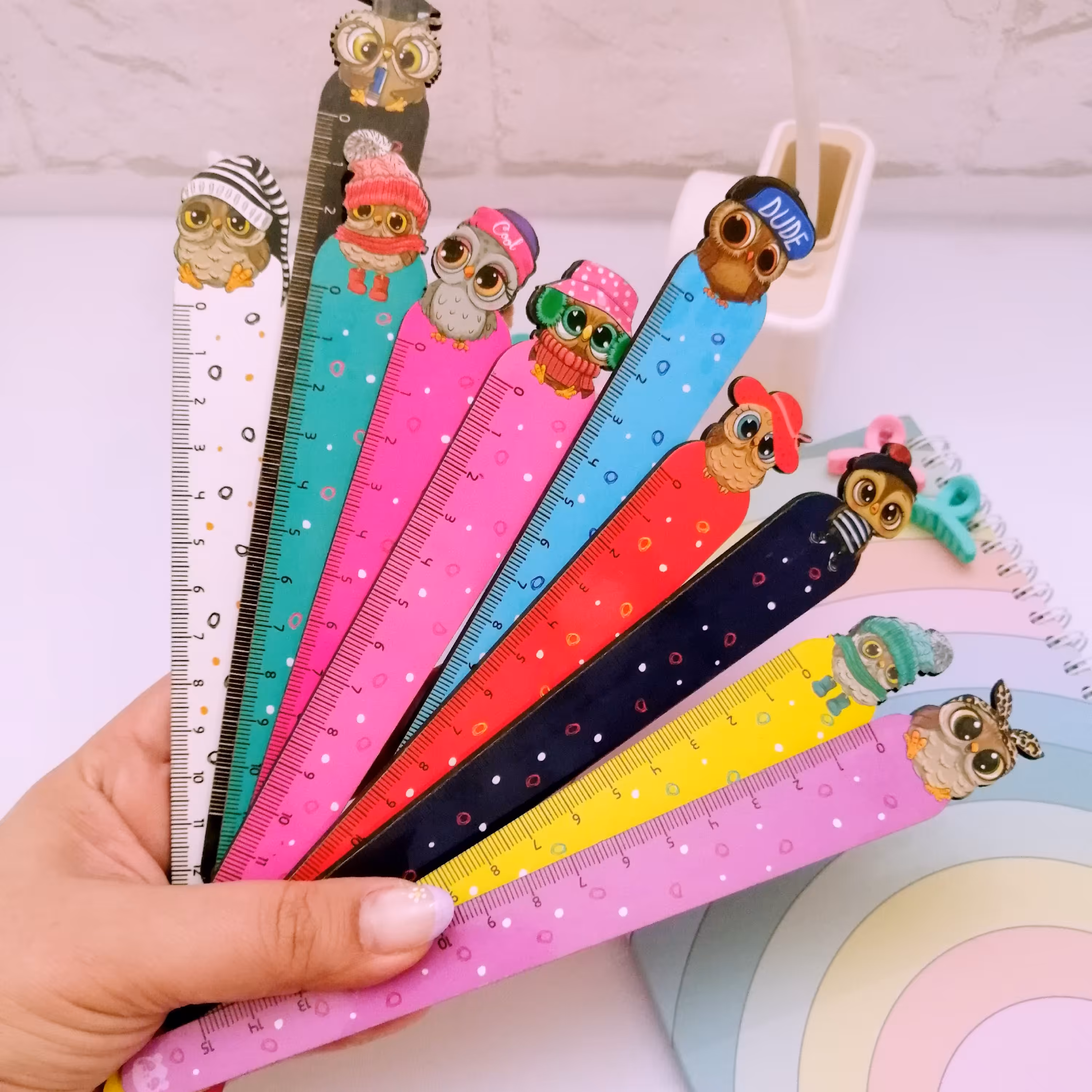 خط کش چوبی طرح جغد 15 سانتی