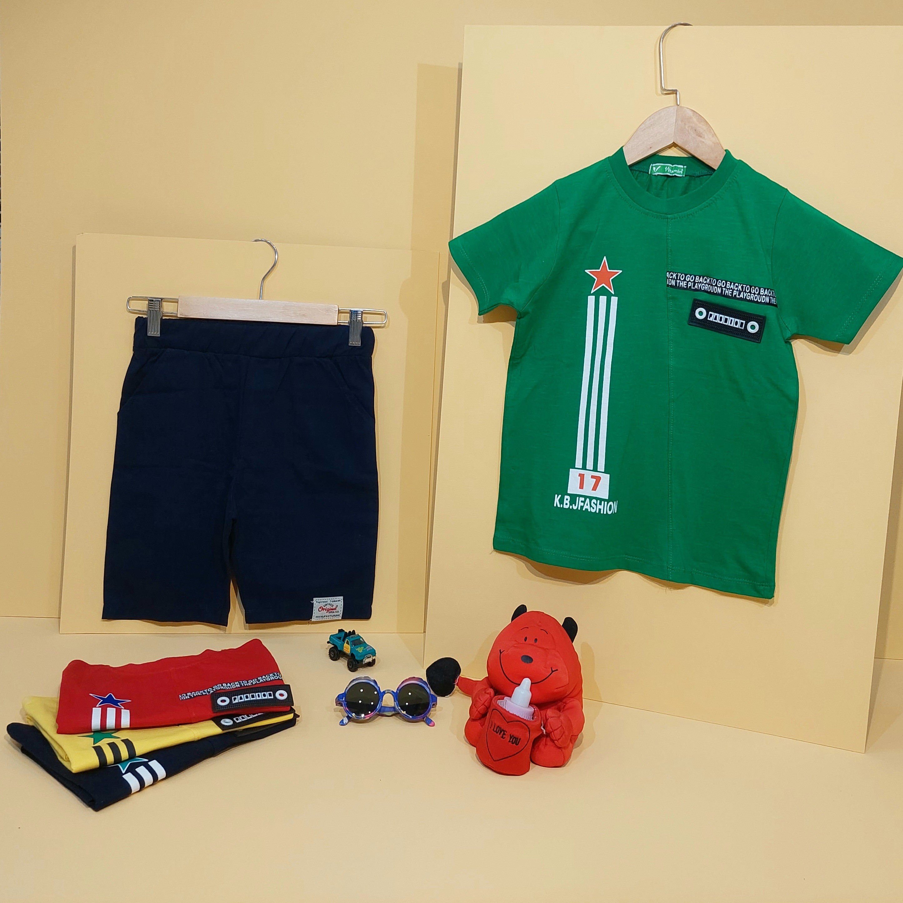 تیشرت شلوارک کتان پسرانه سایز 50 و 55