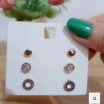 پک 3 عددی گوشواره میخی نگین دار