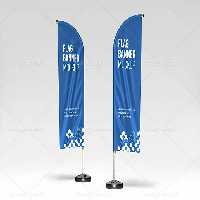 موکاپ پرچم ساحلی از زاویه رو به رو | گرافیک با طعم تربچه