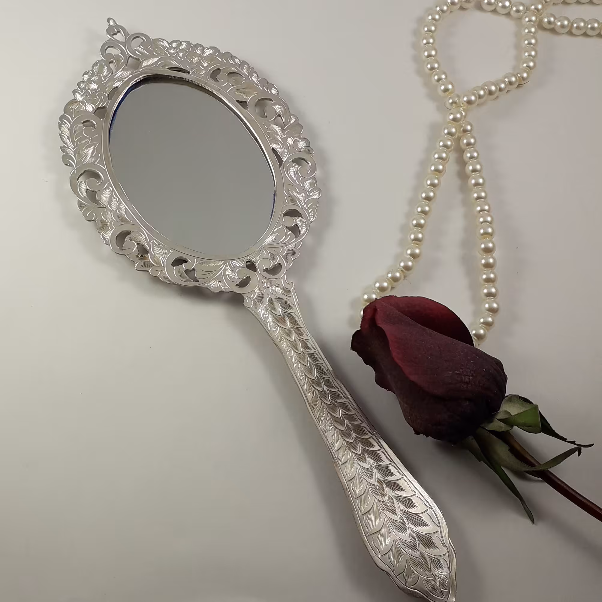 آینه دستی طرح نقره 26سانتی صنایع دستی