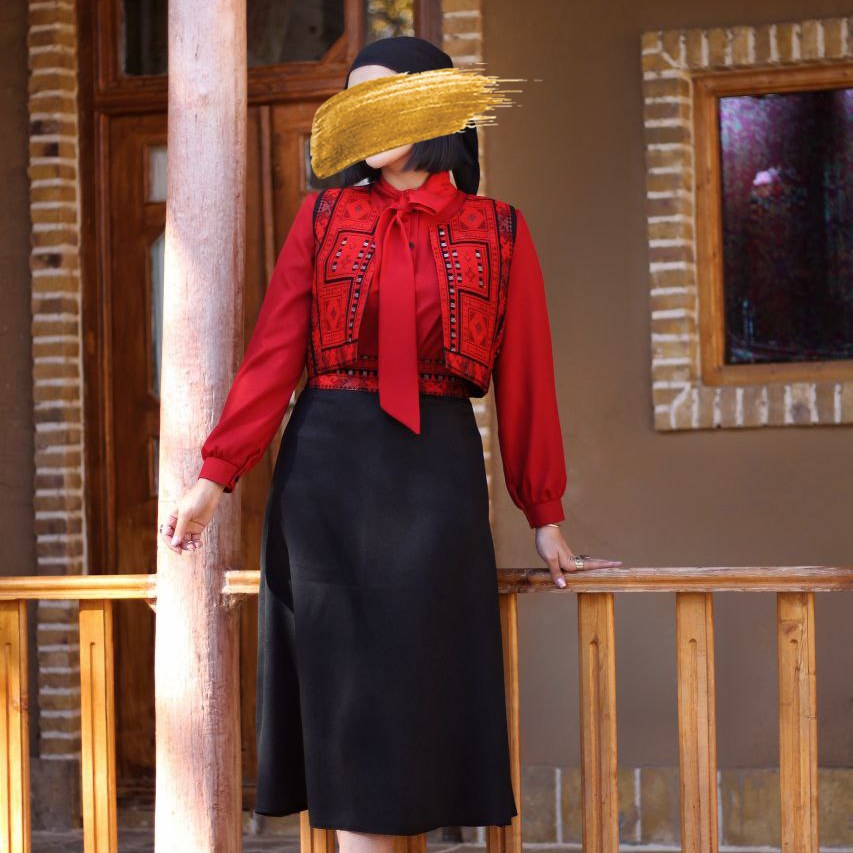 ست دامن و جلیغه سوزن دوزی و اسکاچی مدل آوین سایز 36 تا 46