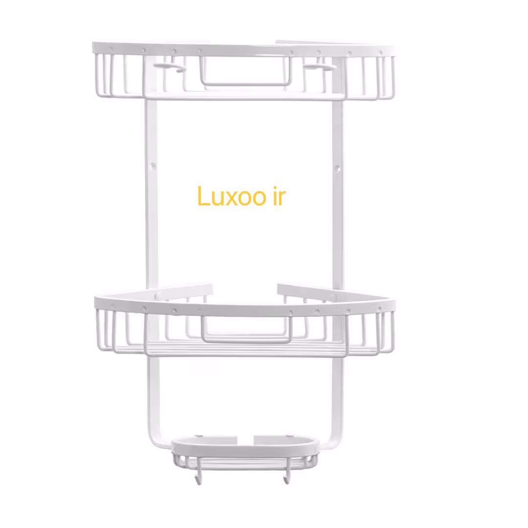 کنج حمام 2 طبقه سفید آلومینیومی 