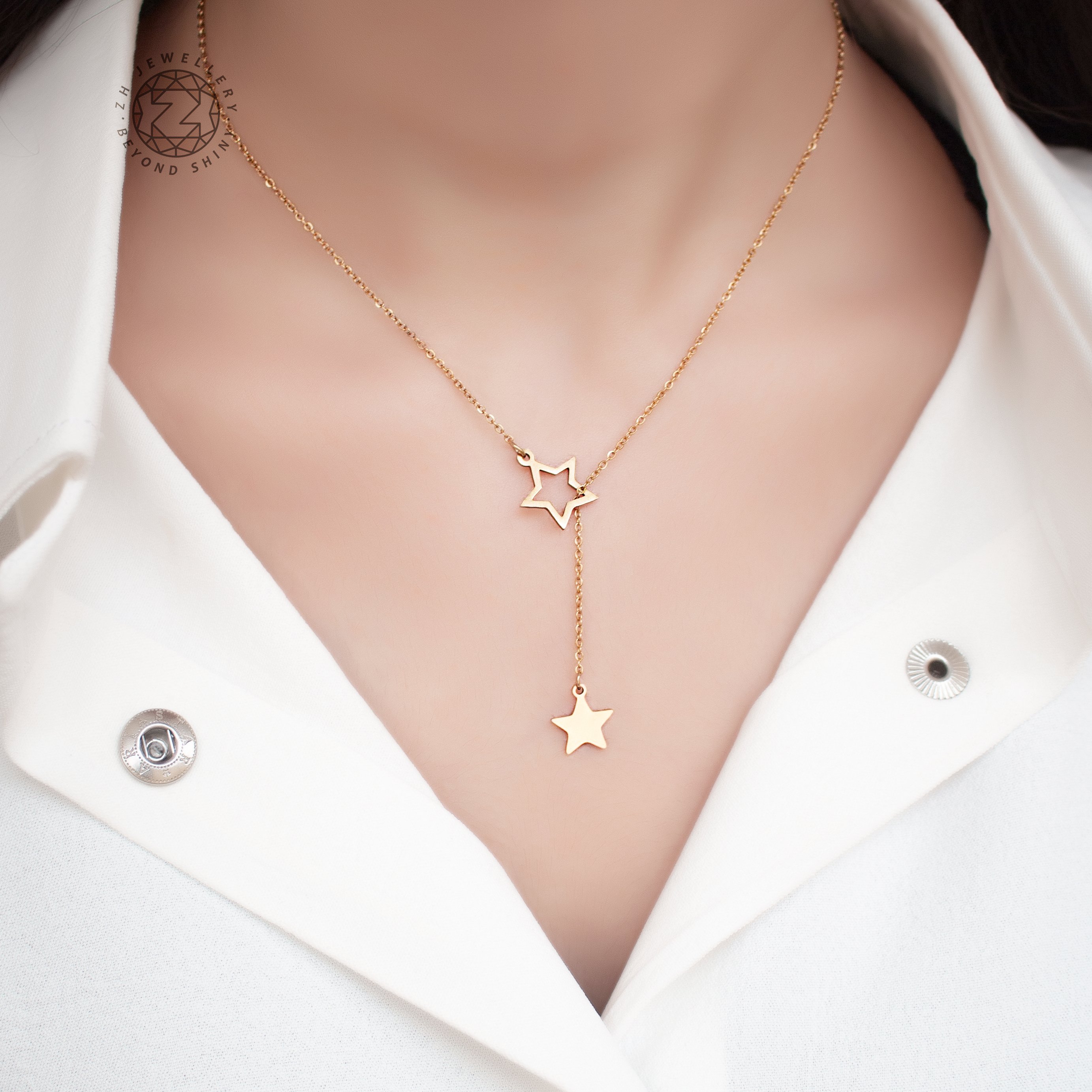 گردنبند زنانه کراواتی ستاره (جنسش استیل و رنگ ثابت )