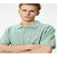 تی شرت یقه پولو سبز مردانه دکمه T SLIM FIT آستین کوتاه Koton