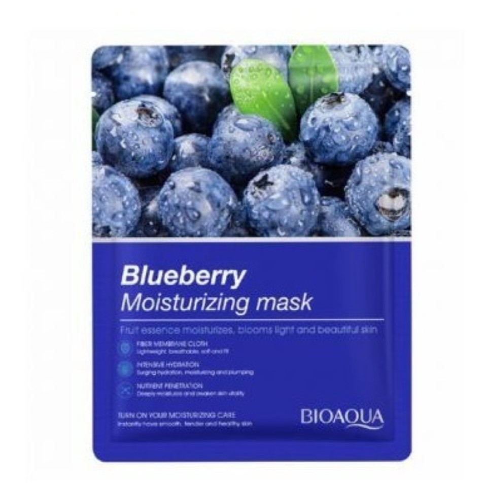 ماسک ورقه ای صورت  کلاژن ساز بلوبری بیواکوا BIOAQUA 