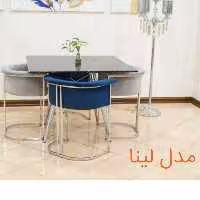 میز غذاخوری مدل لینا  فلز ابکاری شده کروم رنگ ثابت قابل سفارش دررنگ دلخواه
