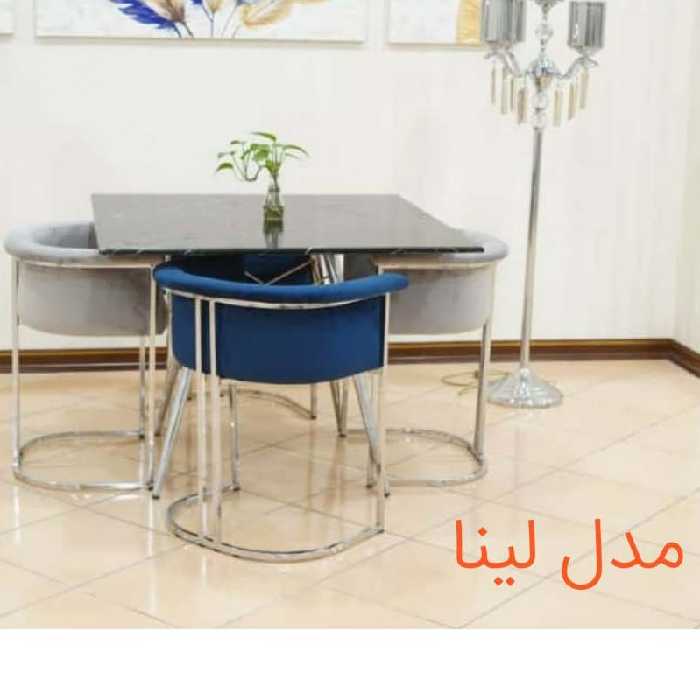 میز غذاخوری مدل لینا  فلز ابکاری شده کروم رنگ ثابت قابل سفارش دررنگ دلخواه