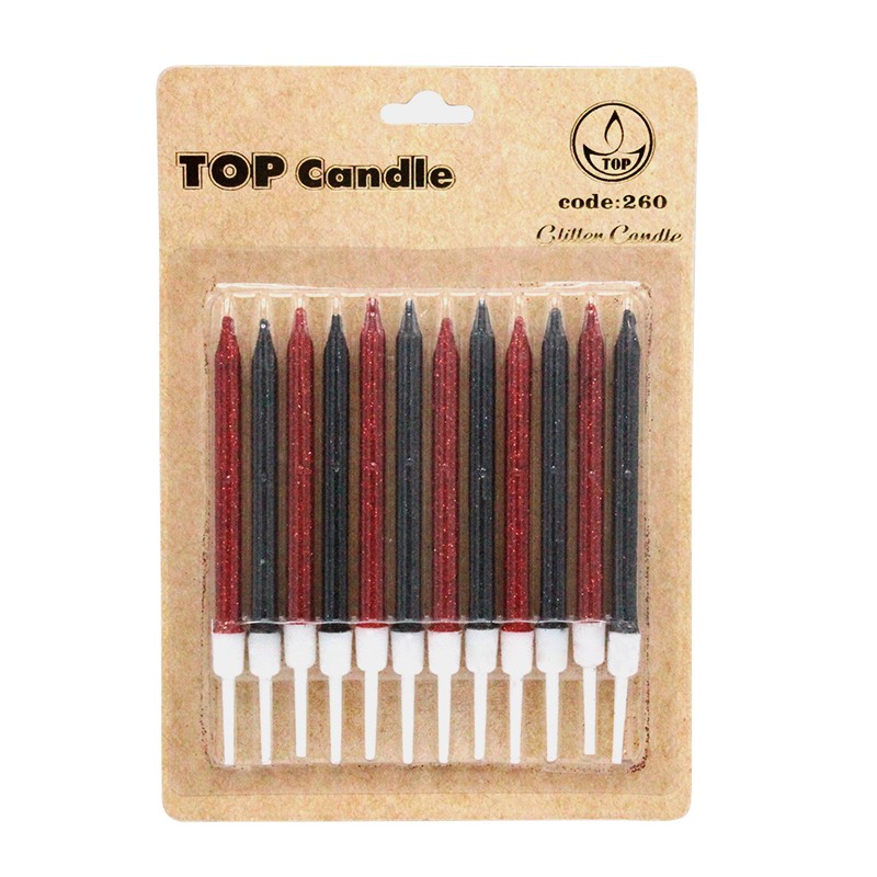 شمع 12 عددی کوتاه اکلیلی قرمز مشکی 