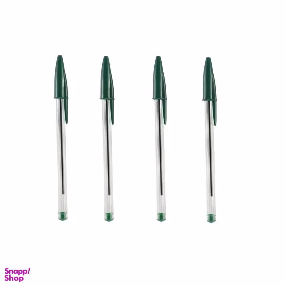 خودکار بیک (Bic) سری 1.0 مدل کریستال بسته 4 عددی سبز