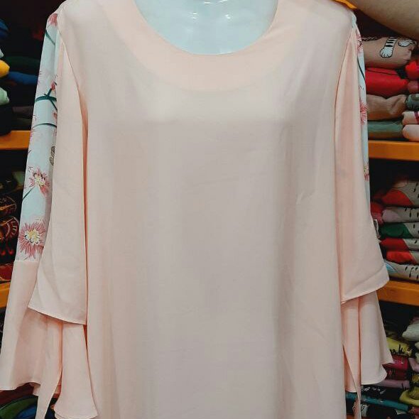 شومیز طرح دار زنانه قواره دار سایز 42 تا 44 سایز بندی تک رنگ گلبهی