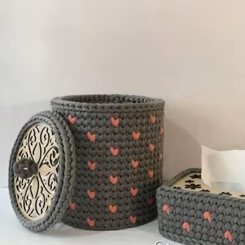 جعبه دستمال کاغذی  باسطل  ونخ تریکو