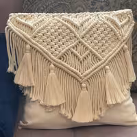 کوسن مکرومه 40 در 40 شیری قابل اجرا در رنگ های دلخواه